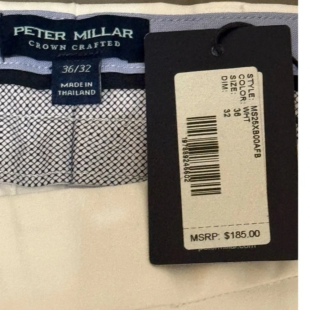Peter Millar Crown Crafted Mens 36x32 White Performance Dress Pants MS25XB00AFB